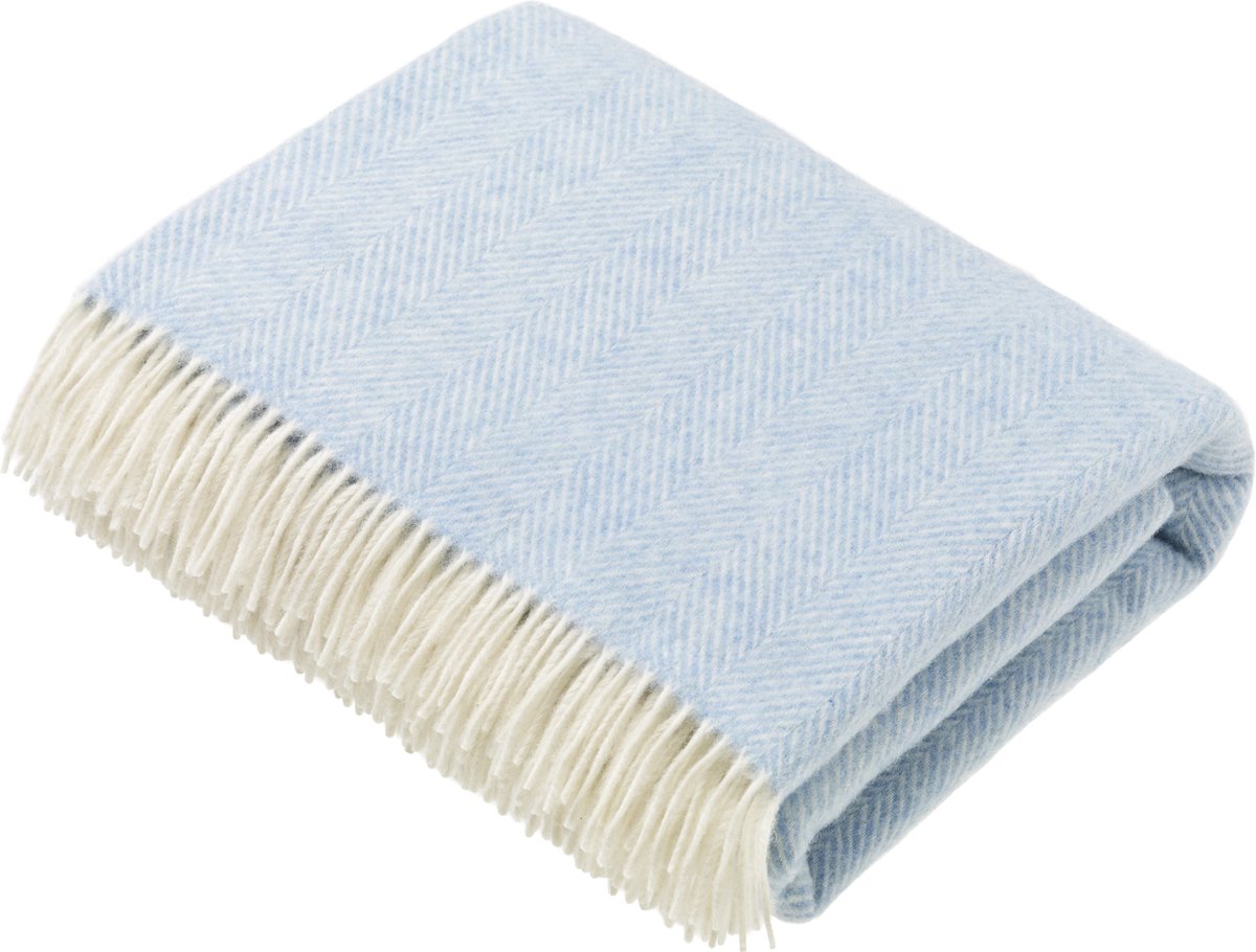 Plaid Visgraat Lichtblauw (Duck Egg) - Shetland Lamswol - 140x185 - Bronte by Moon Scotland