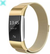 MY PROTECT® Milanese Loop Armband Voor Fitbit Charge 2 Horloge Bandje - Metalen Milanees Fitbit Bandje - Magneet Sluiting - Goud