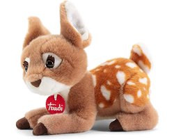 Trudi Classic Knuffel Hert 21 cm - Handgemaakt in Italie - Hoge kwaliteit pluche knuffel - Knuffeldier voor jongens en meisjes - Bruin Wit - 16x18x21 cm maat S