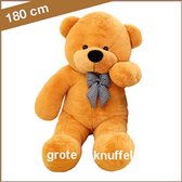 Grote oranje Knuffelbeer 180 cm - Hele grote Teddybeer 180 cm - Zo leuk en fijn om mee te knuffelen