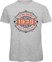 1939 The One And Only | Feest Kado T-Shirt Heren - Dames | Antraciet - Oranje | Perfect Verjaardag Cadeau Shirt | Grappige Spreuken - Zinnen - Teksten | Maat 3XL