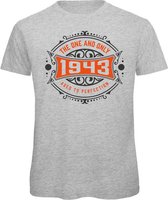 1943 The One And Only | Feest Kado T-Shirt Heren - Dames | Antraciet - Oranje | Perfect Verjaardag Cadeau Shirt | Grappige Spreuken - Zinnen - Teksten | Maat S