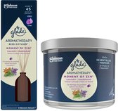 Glade Aromatherapy Moments Of Zen Pakket - Glade Geurstokjes Aromatherapy Reed Moments Of Zen 80 ml + Glade Aromatherapy Geurkaars Moment Of Zen 260 gr - Voordeelpakket