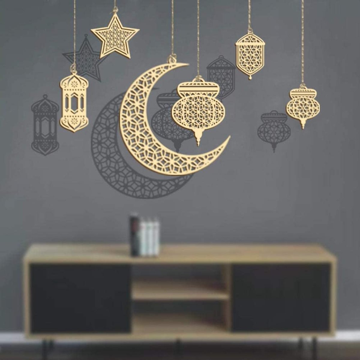 Eid Mubarak Ramadan Lampe led en bois, musulman, ramadan, festival,  décoration