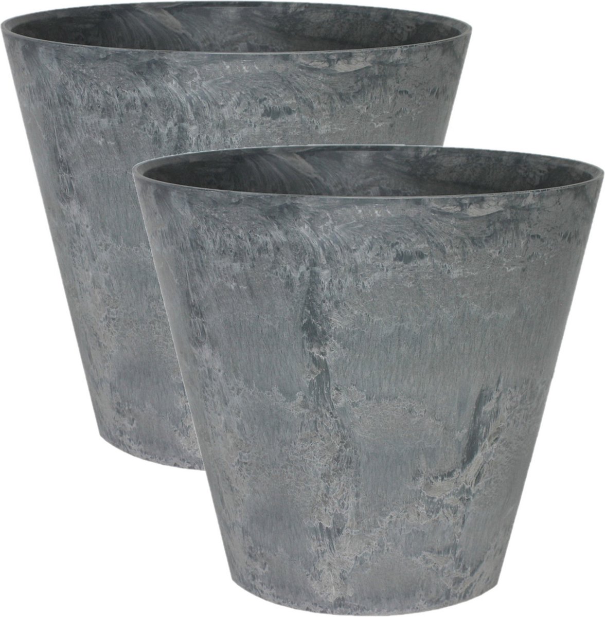 Ter Steege Plantenpot/bloempot - 3x - natuursteen look grijs - D17 x H15 cm