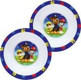 2x stuks kunststof ontbijtbordje diep Paw Patrol 16 cm - Onbreekbare kinder bordjes