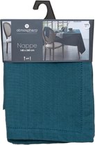 Nappe DELUXE chambray coton turquoise - 140 x 240 cm - Katoen