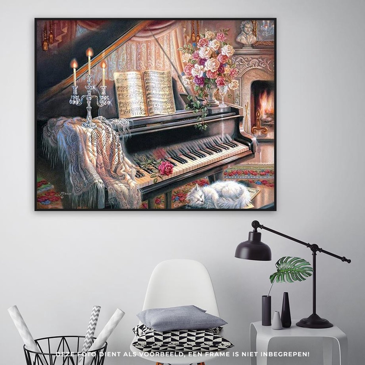 Schilderen op nummer - Nostalgische piano - 50 x 40 cm - Binnen 1 werkdag in huis