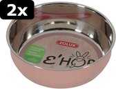 2x # VOERBAK EHOP INOX RVS ROZE 400ML