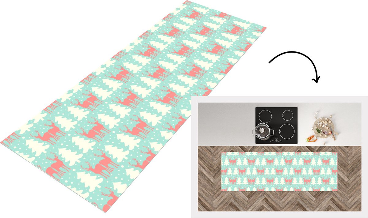 KitchenYeah Keukenloper - Loper keuken - Hert - Patroon - Roze - Keukenloper vinyl, foto 5