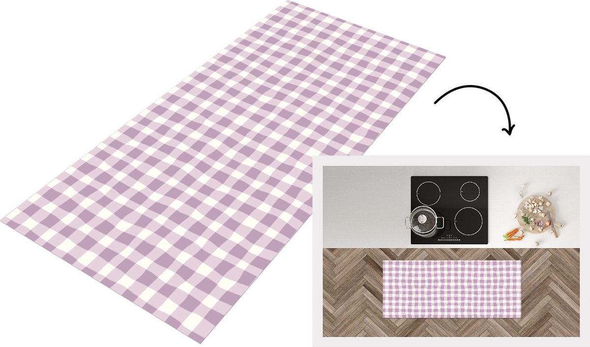 KitchenYeah Keukenloper - Loper keuken - Pastel - Paars - Patronen - Keukenloper vinyl Multicolor