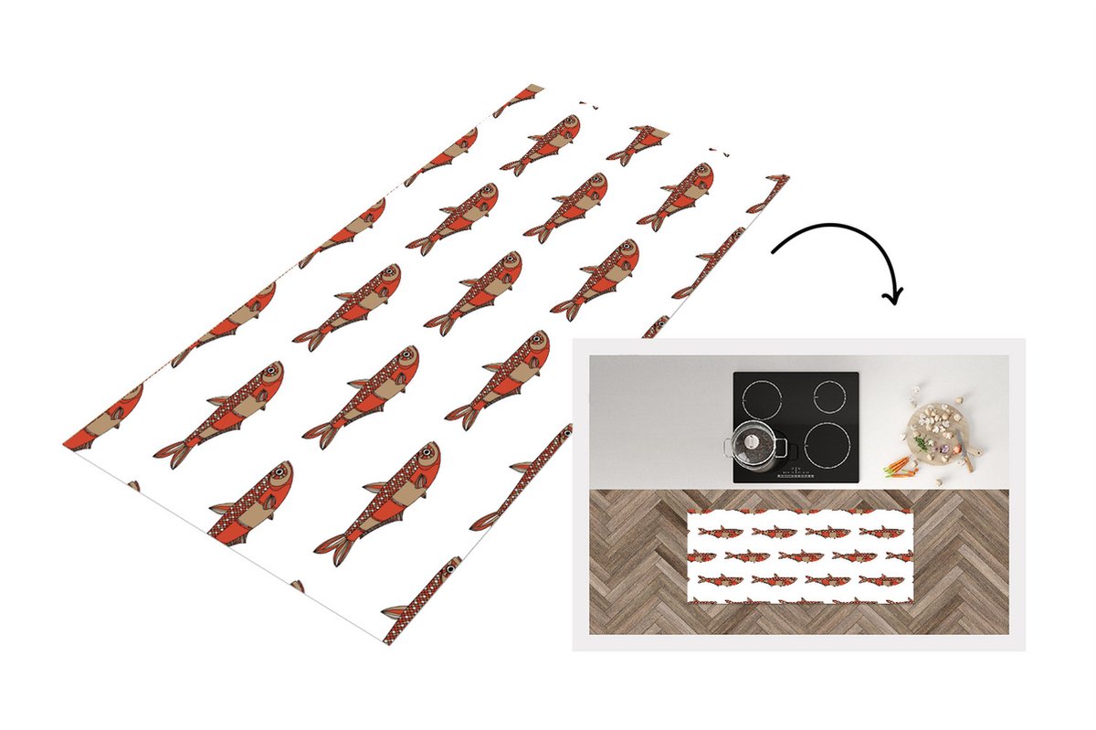KitchenYeah Keukenloper - Loper keuken - Design - Vis - Karper - Keukenloper vinyl Multicolor
