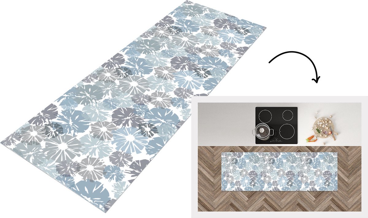 KitchenYeah Keukenloper - Loper keuken - Bloemen - Abstract - Patroon - 180x60 cm - Keukenloper vinyl Multicolor