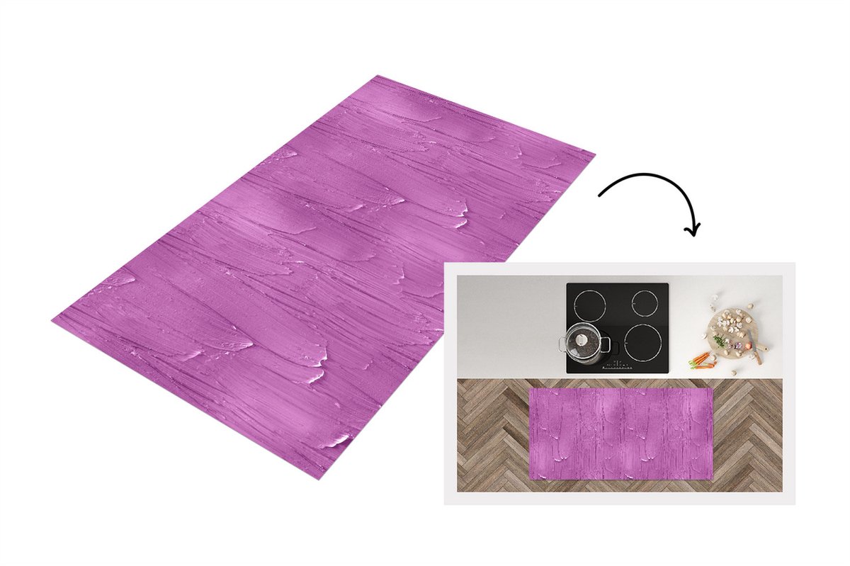 KitchenYeah Keukenloper - Loper keuken - Patronen - Verf - Paars - 120x60 cm - Keukenloper vinyl Multicolor