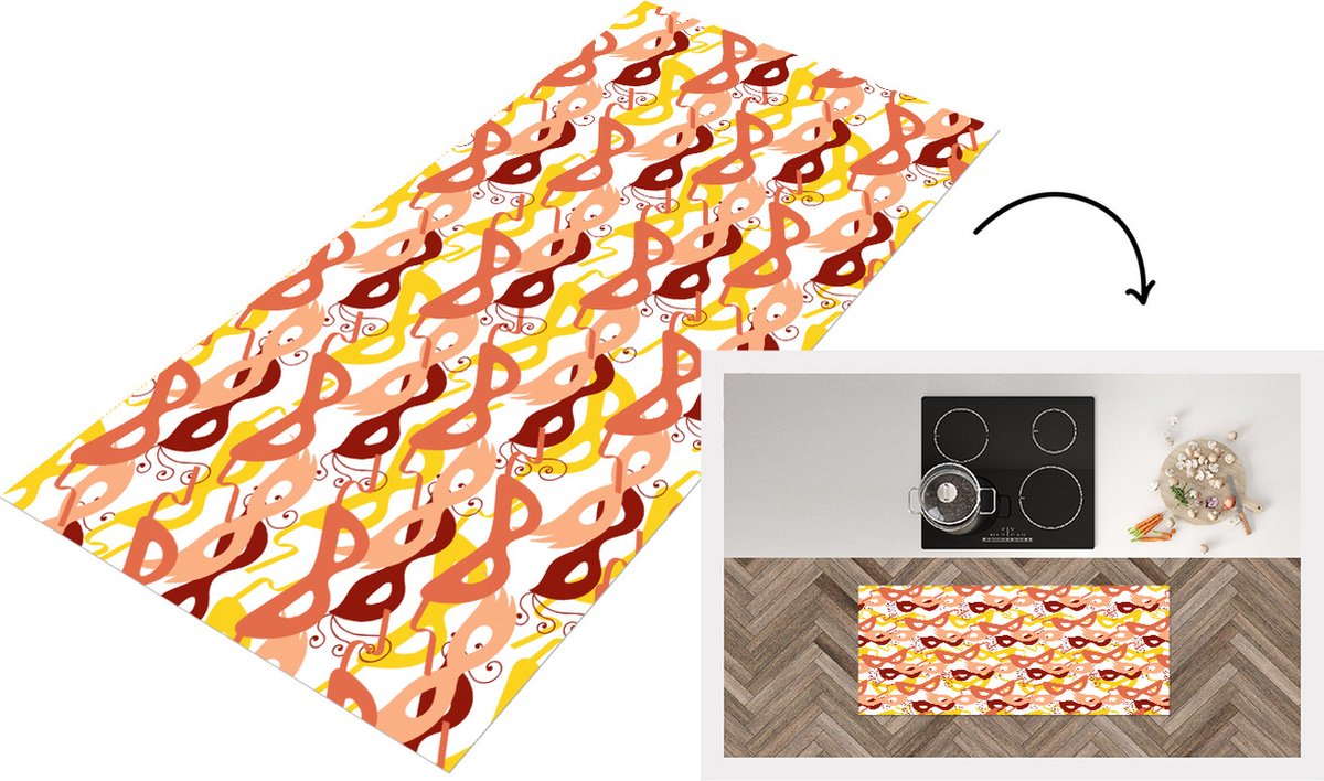 KitchenYeah Keukenloper - Loper keuken - Masker - Patronen - Carnaval - Keukenloper vinyl Multicolor
