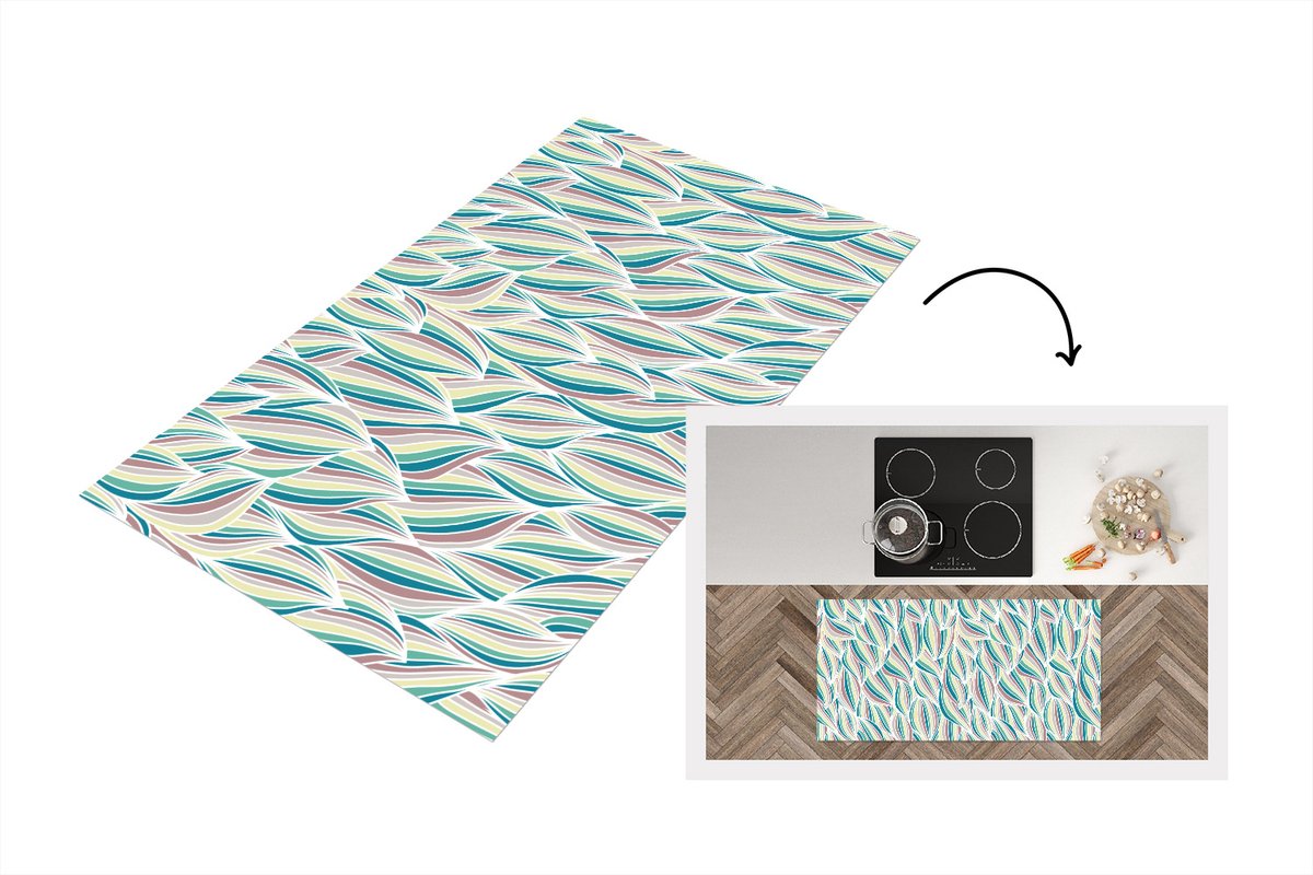 KitchenYeah Keukenloper - Loper keuken - Patronen - Strand - Zee - Abstract - 120x60 cm - Keukenloper vinyl Multicolor