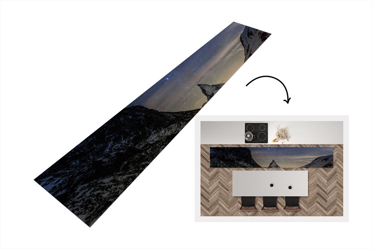 KitchenYeah Keukenloper - Loper keuken - Alpen - Sterrenhemel - Tent - 300x50 cm - Keukenloper vinyl Multicolor