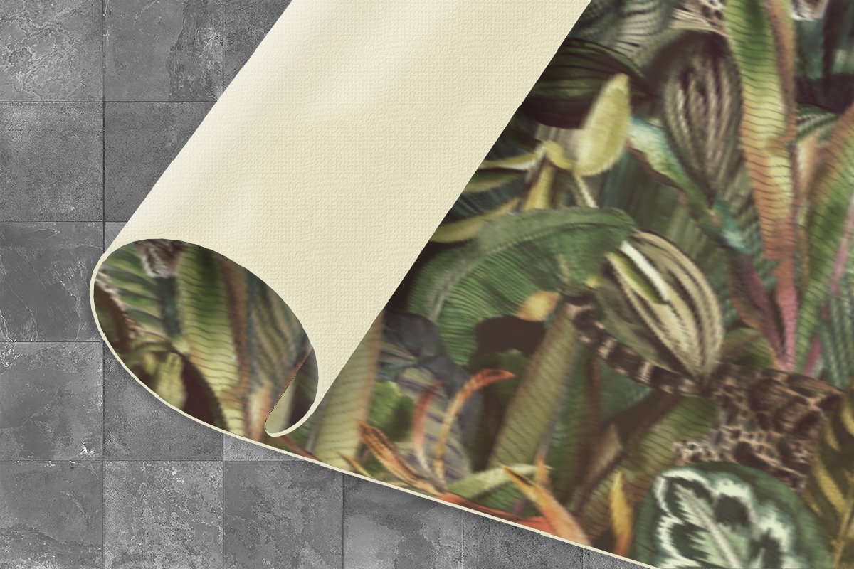KitchenYeah Keukenloper - Loper keuken - Bladeren - Jungle - Vintage - Patronen - 300x50 cm - Keukenloper vinyl Multicolor