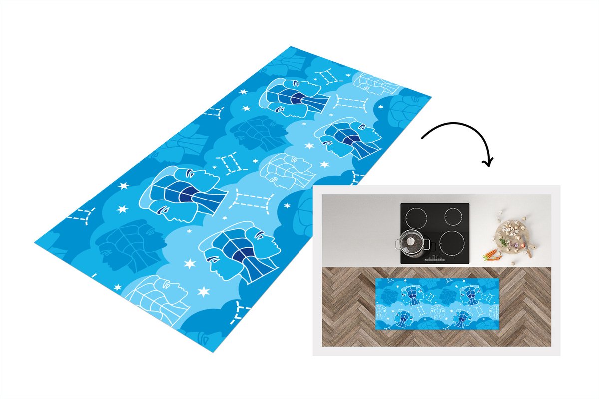 KitchenYeah Keukenloper - Loper keuken - Zodiac - Tweeling - Design - 120x50 cm - Keukenloper vinyl Multicolor