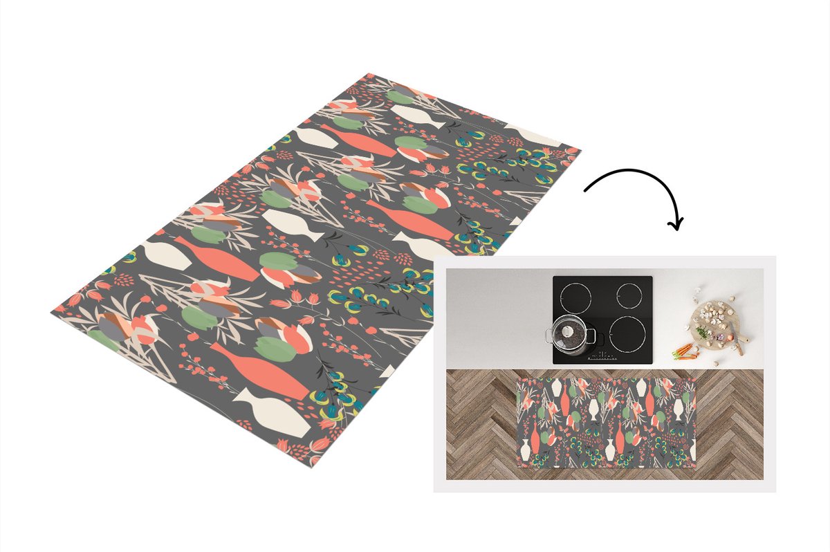 KitchenYeah Keukenloper - Loper keuken - Boeket - Bloemen - Patronen - 120x60 cm - Keukenloper vinyl Multicolor