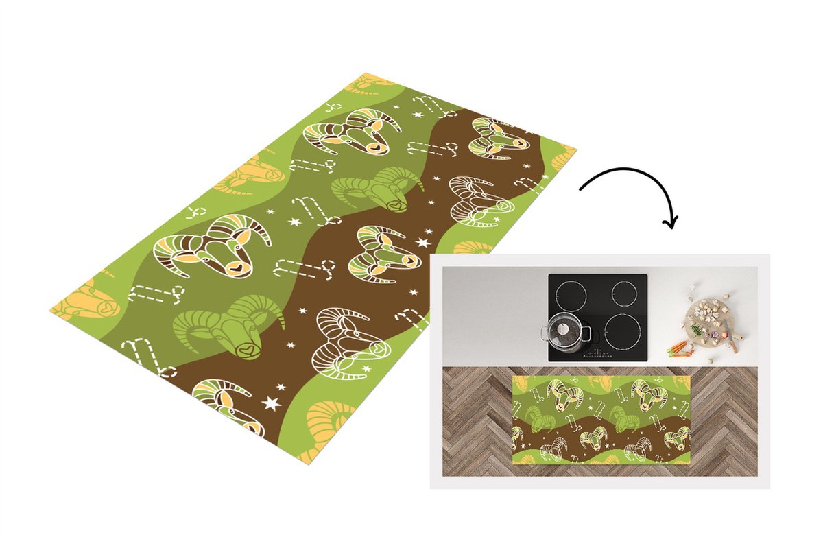 KitchenYeah Keukenloper - Loper keuken - Steenbok - Design - Astrologie - 120x60 cm - Keukenloper vinyl Multicolor