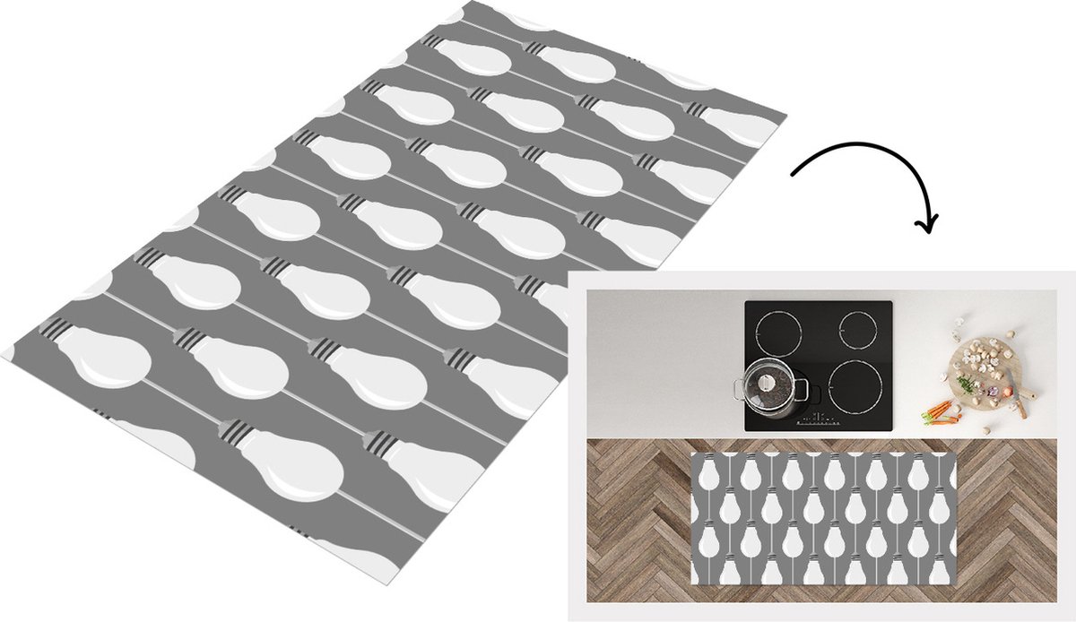 KitchenYeah Keukenloper - Loper keuken - Lampen - Patronen - Retro - 120x60 cm - Keukenloper vinyl Multicolor