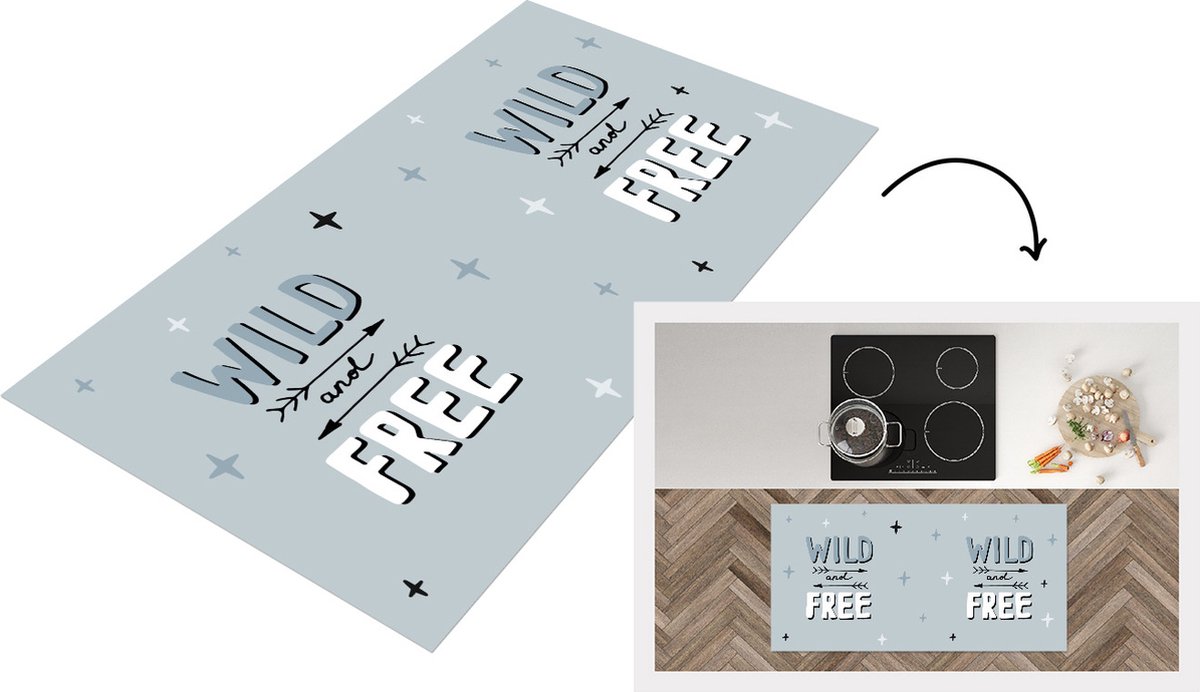 KitchenYeah Keukenloper - Loper keuken - Quotes - Wild and free - Baby - Spreuken - 120x60 cm - Keukenloper vinyl Multicolor
