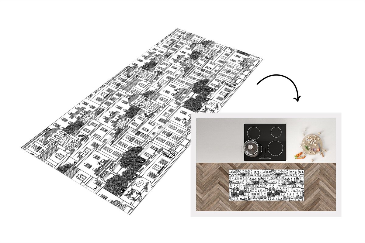 KitchenYeah Keukenloper - Loper keuken - Patronen - Athene - Huis - Keukenloper vinyl Multicolor