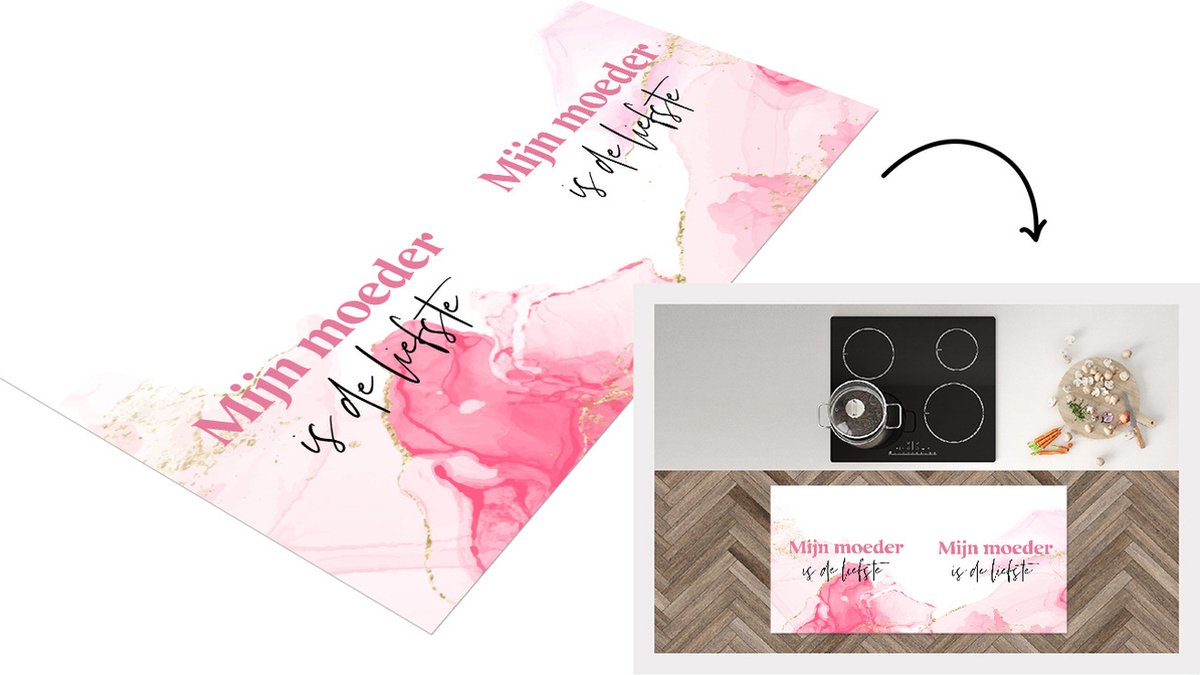 KitchenYeah Keukenloper - Loper keuken - Quote - Mijn moeder is de liefste - Mama - Moederdag - 120x60 cm - Keukenloper vinyl Multicolor