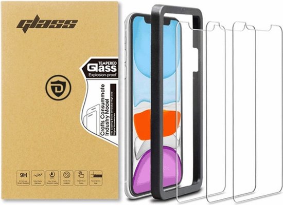 Protecteur d'écran en Glas pour iPhone 13 et iPhone 13 Pro - Coque de protection trempée - Transparente et résistante aux rayures - Incl. Cadre d'installation - 3 pièces