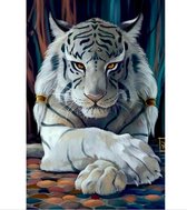 TOPMO -Witte tijger - Diamond painting- HQ Diamond Painting pakket - VOLLEDIG dekkend - Diamant Schilderen - voor Volwassenen – ROND- 40X50CM