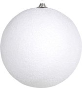 1x Grote witte sneeuwbal kerstballen 18 cm - hangdecoratie / boomversiering sneeuwballen