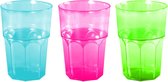 12x Kunststof bekers/glazen 440 ml gekleurd/transparant - 44 cl - Campingglazen - Kinderservies - Kinderglazen - Tuinservies