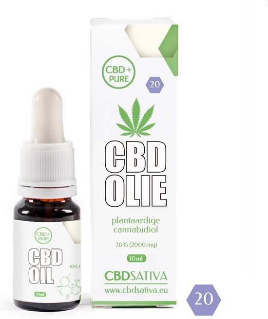 CBD Olie 20%, 10 ml - CBD Sativa - CBD Pure (2000 mg) - Biologische hennepolie met plantaardige cannabidiol