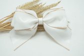 Grosgrain large haarstrik - Kleur Gebroken wit - Haarstrik  - Glitter haarstrik – Babyshower - Bows and Flowers