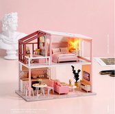 Miniatuur Zelfbouw Huisje QL03A Roze huis met verdieping