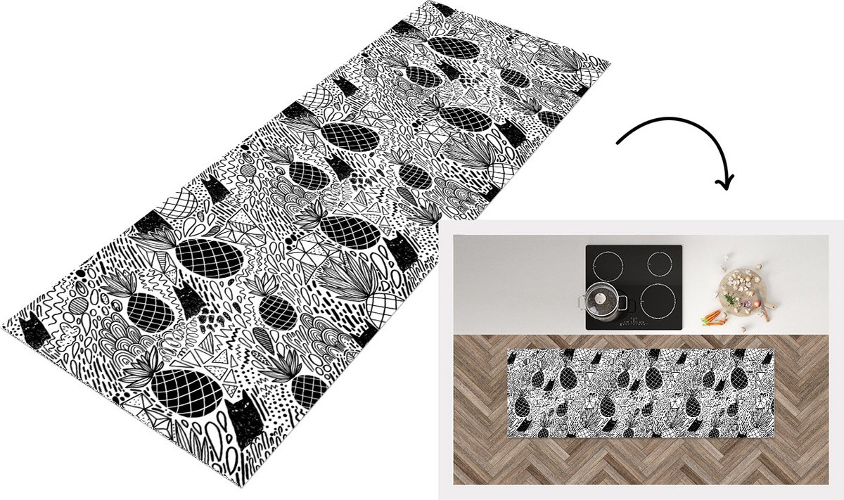 KitchenYeah Keukenloper - Loper keuken - Patronen - Jungle - Fruit - 180x60 cm - Keukenloper vinyl Multicolor