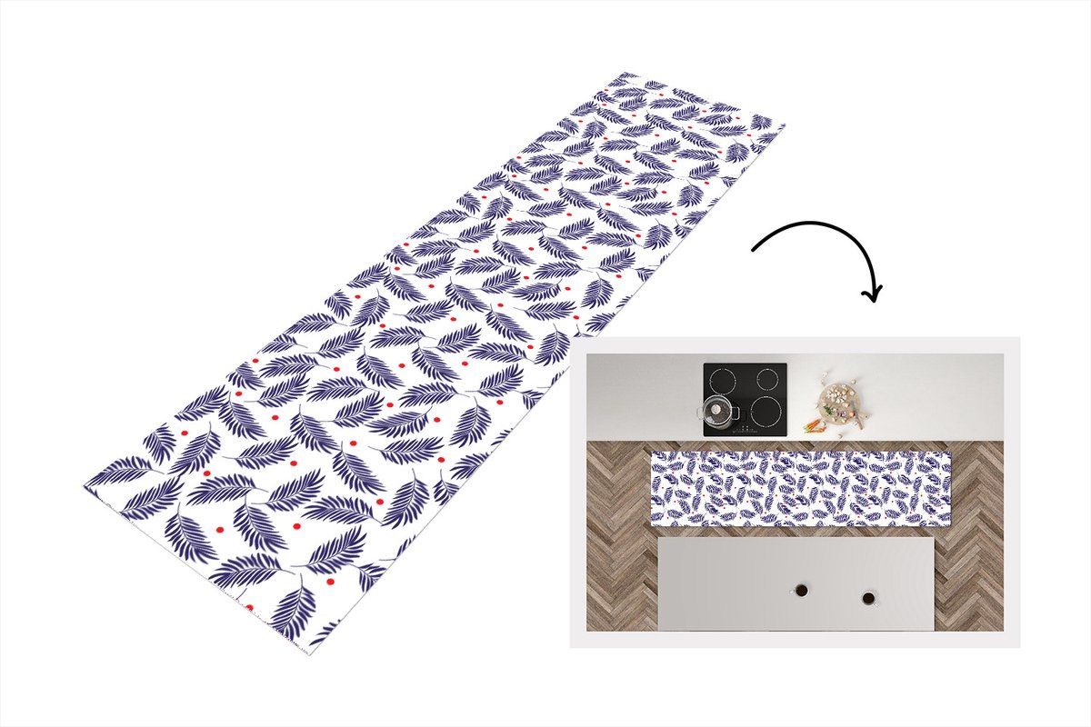 KitchenYeah Keukenloper - Loper keuken - Tropisch - Bladeren - Patronen - Stippen - 240x60 cm - Keukenloper vinyl Multicolor