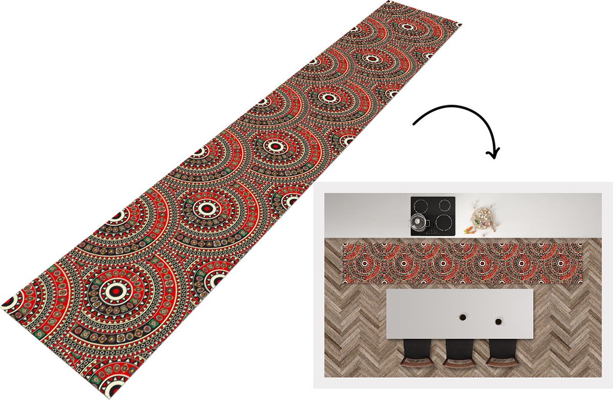 KitchenYeah Keukenloper - Loper keuken - Patronen - Mandala - Australië - 300x50 cm - Keukenloper vinyl Multicolor