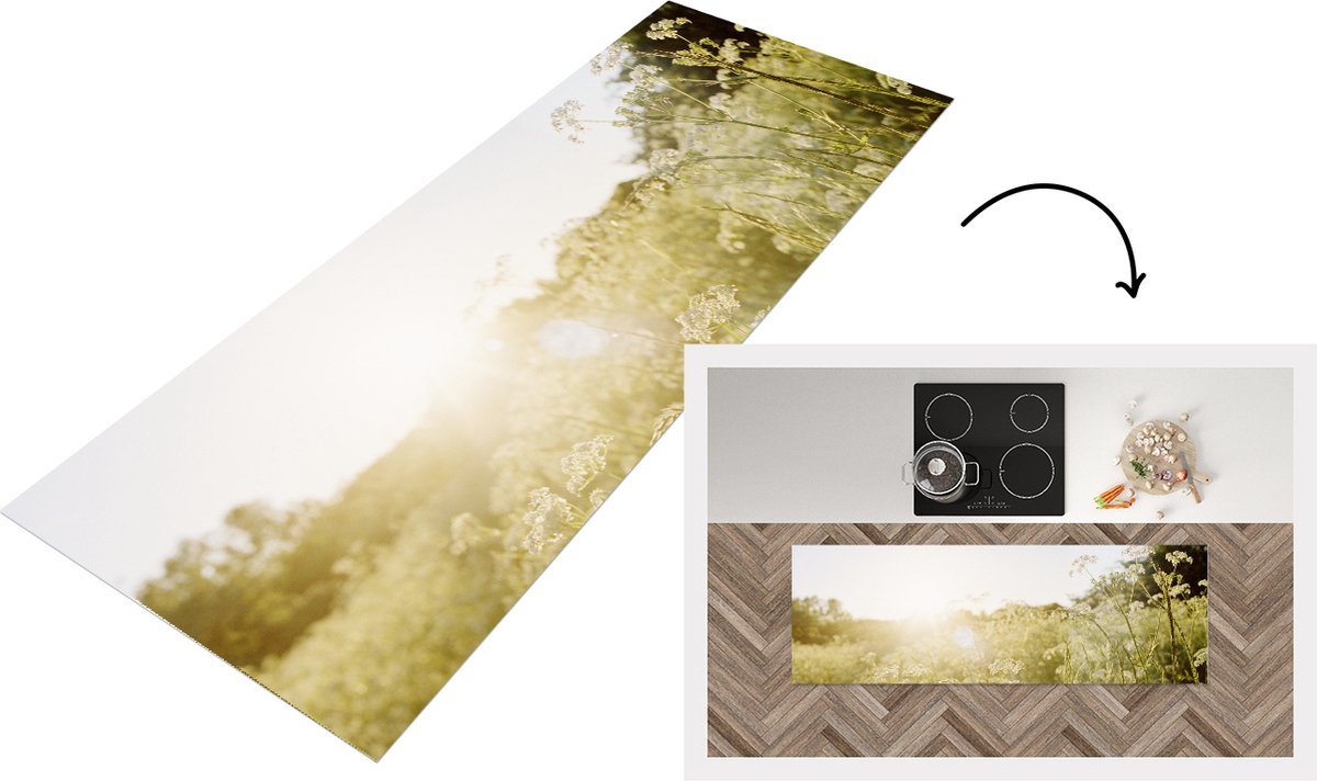 KitchenYeah Keukenloper - Loper keuken - Bloemen - Wit - Lente - Keukenloper vinyl, foto 5