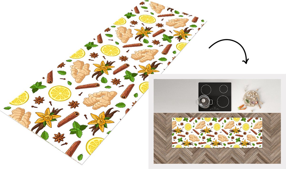 Keukenloper - Loper keuken - Gember - Kaneel - Citroen - Anijs - 180x60 cm - Keukenloper vinyl