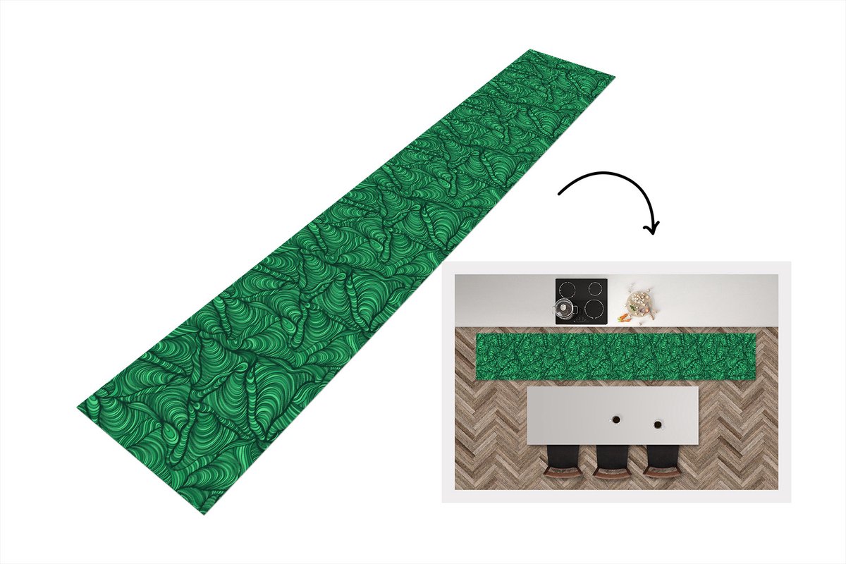Keukenloper - Loper keuken - Groen - Patroon - Zomer - 300x50 cm - Keukenloper vinyl