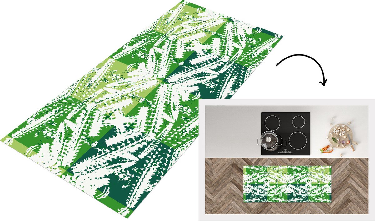 Keukenloper - Loper keuken - Cactus - Planten - Patroon - 120x50 cm - Keukenloper vinyl