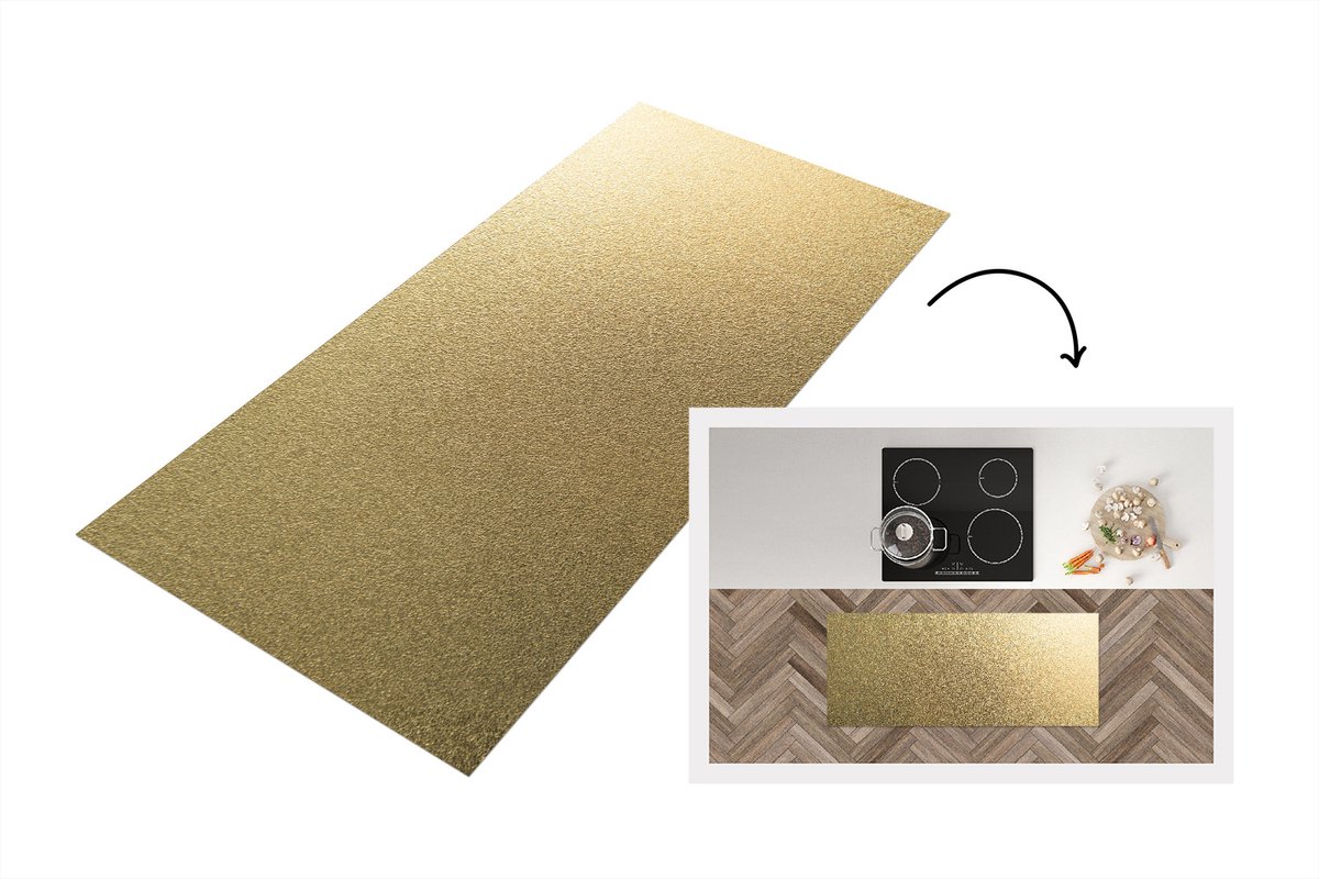 KitchenYeah Keukenloper - Loper keuken - Metaal - Goud print - 120x50 cm - Keukenloper vinyl Multicolor