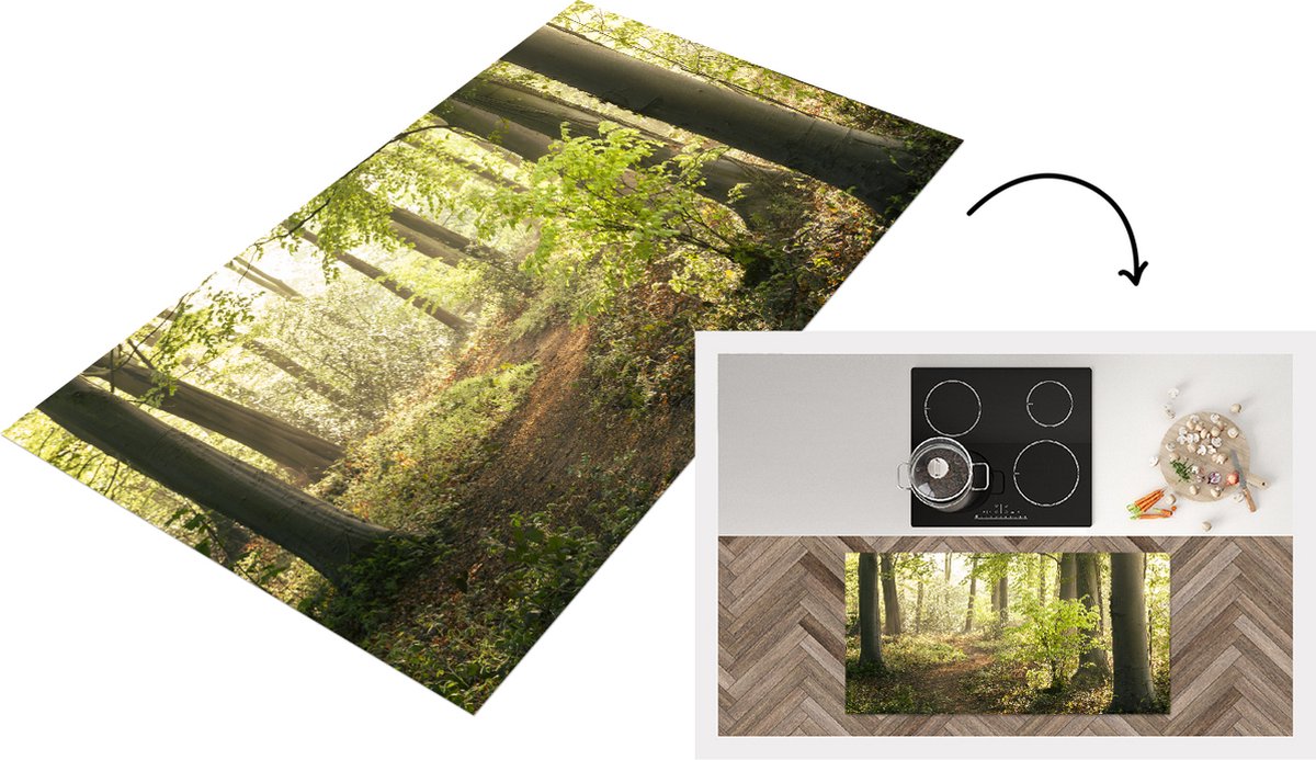 KitchenYeah Keukenloper - Loper keuken - Bos - Boom - Pad - 120x60 cm - Keukenloper vinyl Multicolor