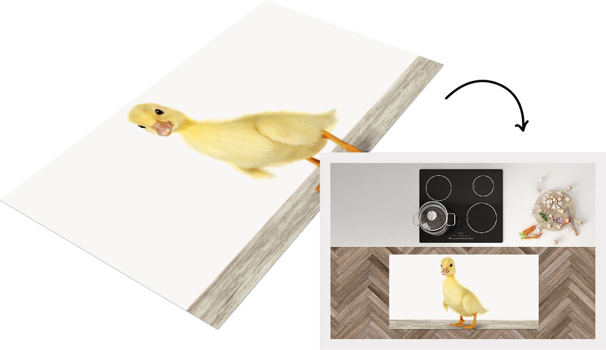 KitchenYeah Keukenloper - Loper keuken - Baby - Eendje - Eenden kuiken - Lief - Babykamer - Meisjeskamer - 120x60 cm - Keukenloper vinyl Multicolor