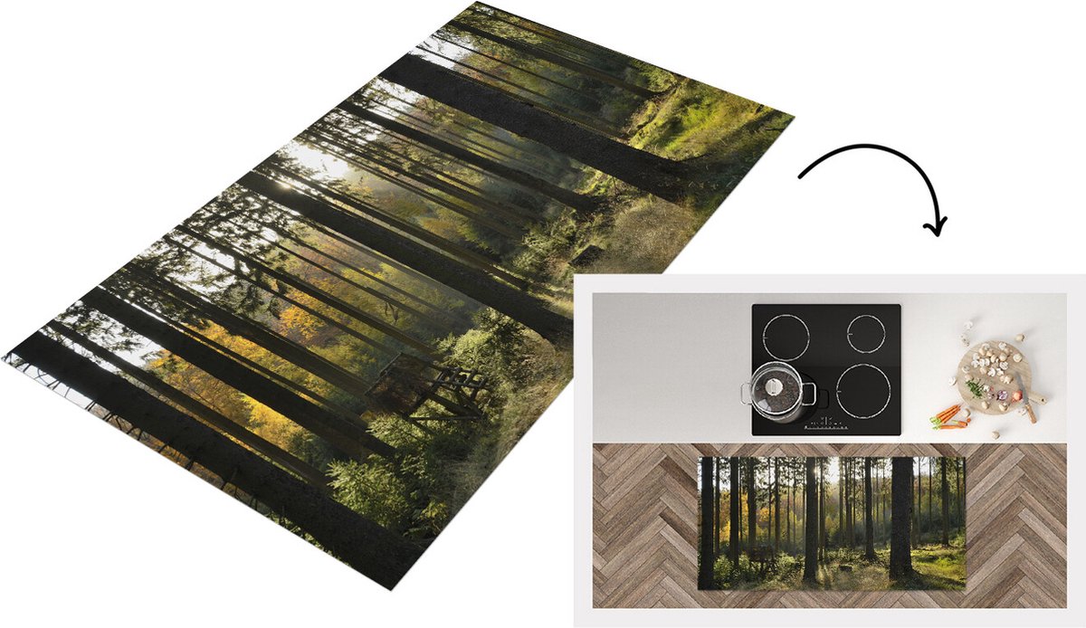 KitchenYeah Keukenloper - Loper keuken - Bos - Zomer - Zon - 120x60 cm - Keukenloper vinyl Multicolor