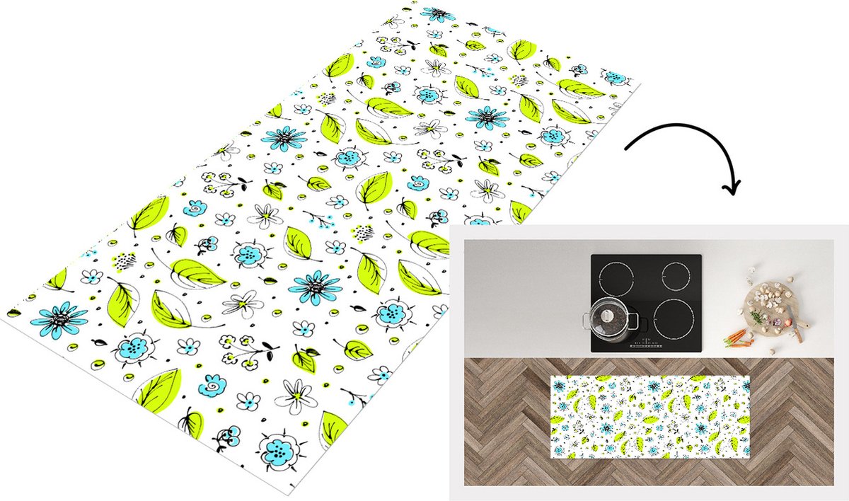 KitchenYeah Keukenloper - Loper keuken - Flora - Bohemian - Patronen - Fantasy - Bloemen - 120x50 cm - Keukenloper vinyl Multicolor
