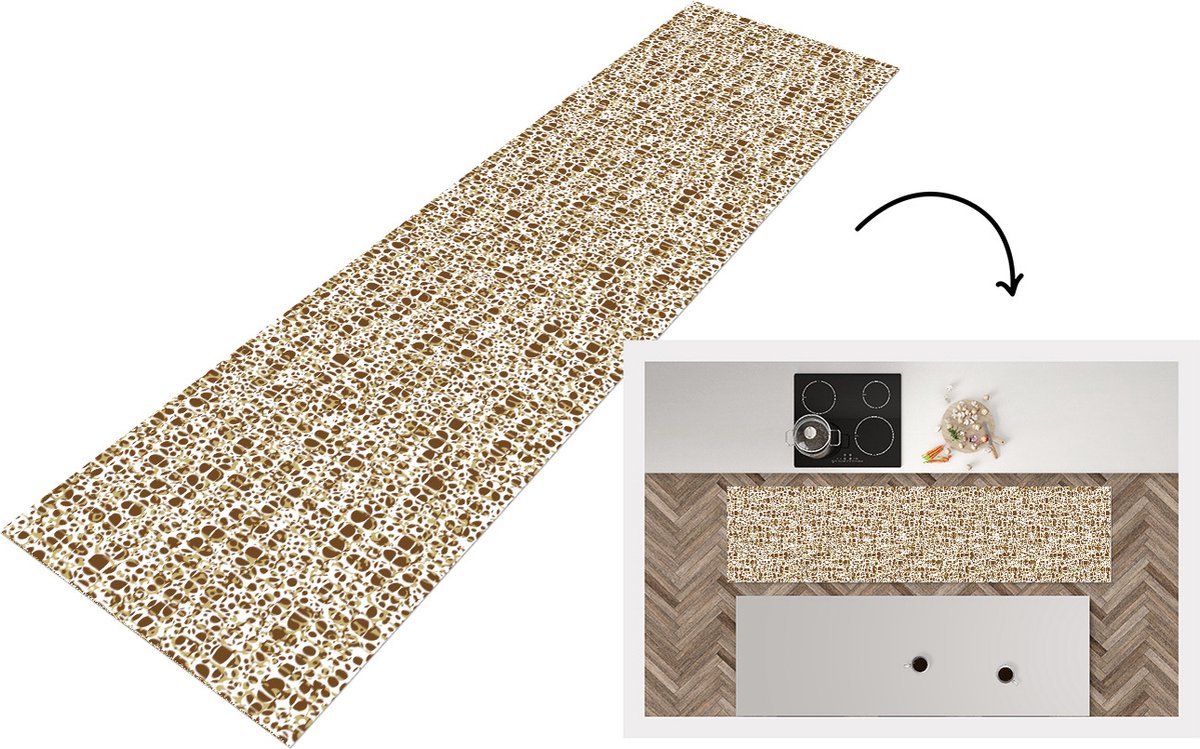 KitchenYeah Keukenloper - Loper keuken - Dierenhuid - Reptielen - Bruin - Patronen - 240x60 cm - Keukenloper vinyl Multicolor