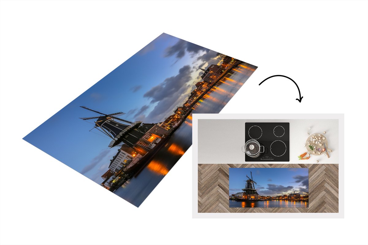 KitchenYeah Keukenloper - Loper keuken - Molen - Haarlem - Licht - 120x60 cm - Keukenloper vinyl Multicolor